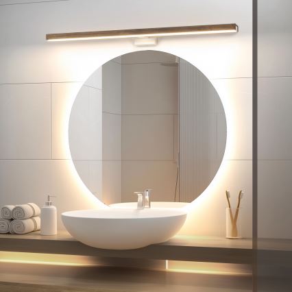 Brilagi - LED Łazienkowe oświetlenie lustra WOODY MIRROR LED/15W/230V 90 cm IP44 dąb orzech/biały