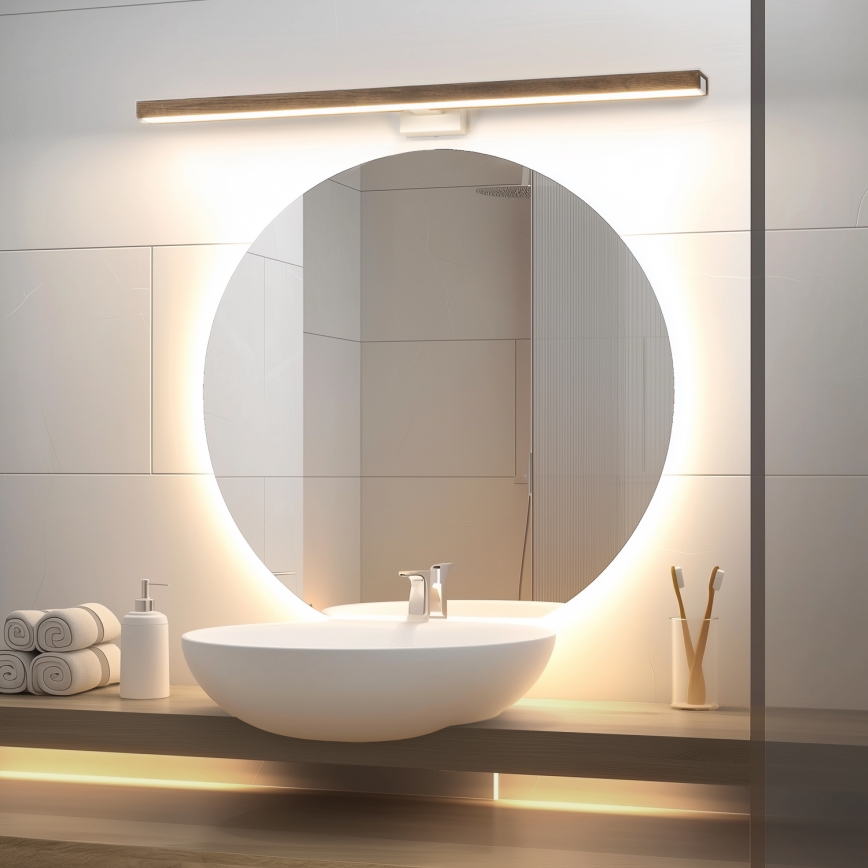 Brilagi - LED Łazienkowe oświetlenie lustra WOODY MIRROR LED/15W/230V 90 cm IP44 dąb orzech/biały