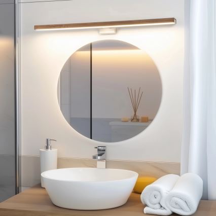 Brilagi - LED Łazienkowe oświetlenie lustra WOODY MIRROR LED/15W/230V 90 cm IP44 dąb wiśnia/biały