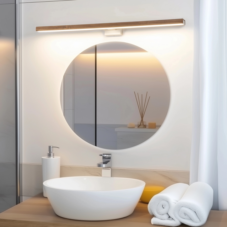 Brilagi - LED Łazienkowe oświetlenie lustra WOODY MIRROR LED/15W/230V 90 cm IP44 dąb wiśnia/biały