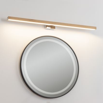 Brilagi - LED Łazienkowe oświetlenie lustra WOODY MIRROR LED/15W/230V 90 cm IP44 dąb/chrom błyszczący