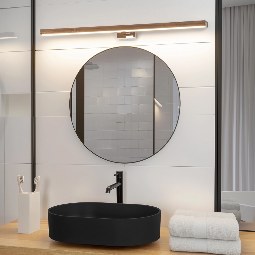 Brilagi - LED Łazienkowe oświetlenie lustra WOODY MIRROR LED/15W/230V 90 cm IP44 dąb orzech/chrom błyszczący