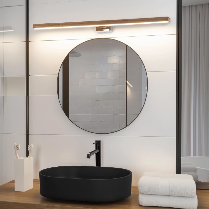 Brilagi - LED Łazienkowe oświetlenie lustra WOODY MIRROR LED/15W/230V 90 cm IP44 dąb wiśnia/chrom błyszczący