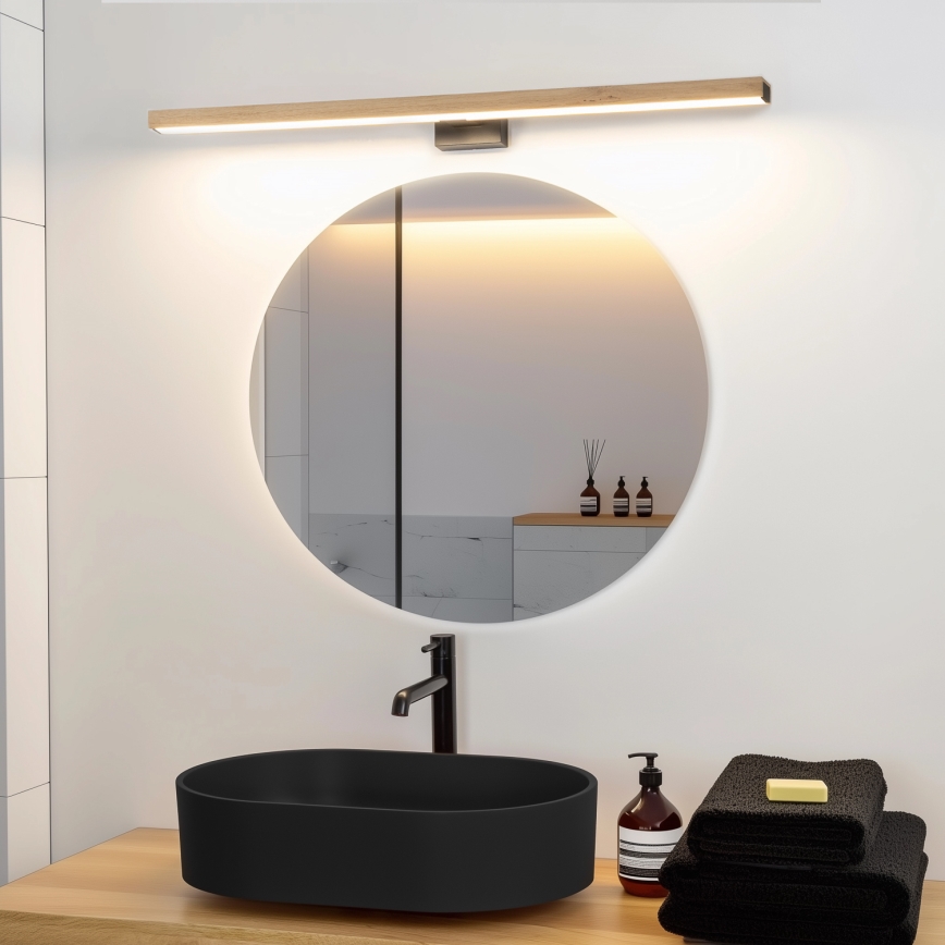 Brilagi - LED Łazienkowe oświetlenie lustra WOODY MIRROR LED/15W/230V 90 cm IP44 dąb/czarny