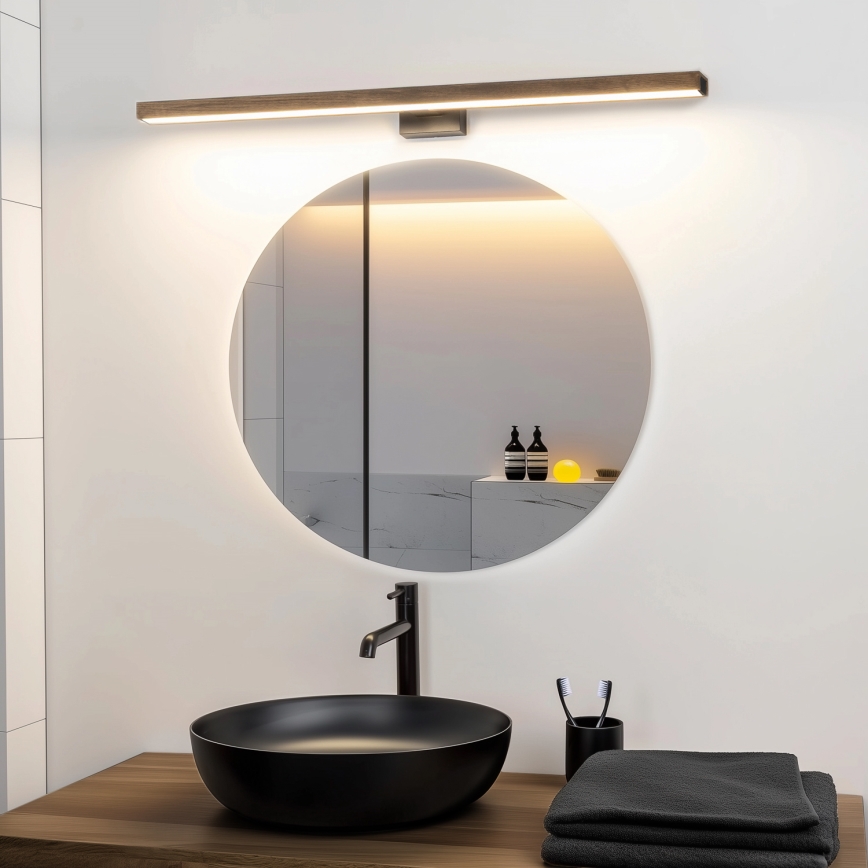 Brilagi - LED Łazienkowe oświetlenie lustra WOODY MIRROR LED/15W/230V 90 cm IP44 dąb orzech/czarny