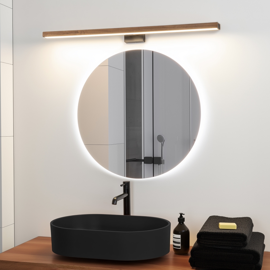 Brilagi - LED Łazienkowe oświetlenie lustra WOODY MIRROR LED/15W/230V 90 cm IP44 dąb wiśnia/czarny