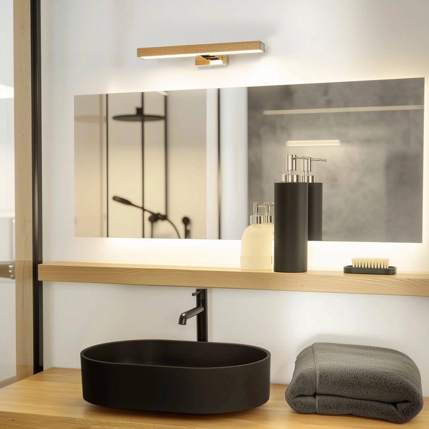 Brilagi - LED Łazienkowe oświetlenie lustra WOODY MIRROR LED/8W/230V 40 cm IP44 dąb/chrom błyszczący
