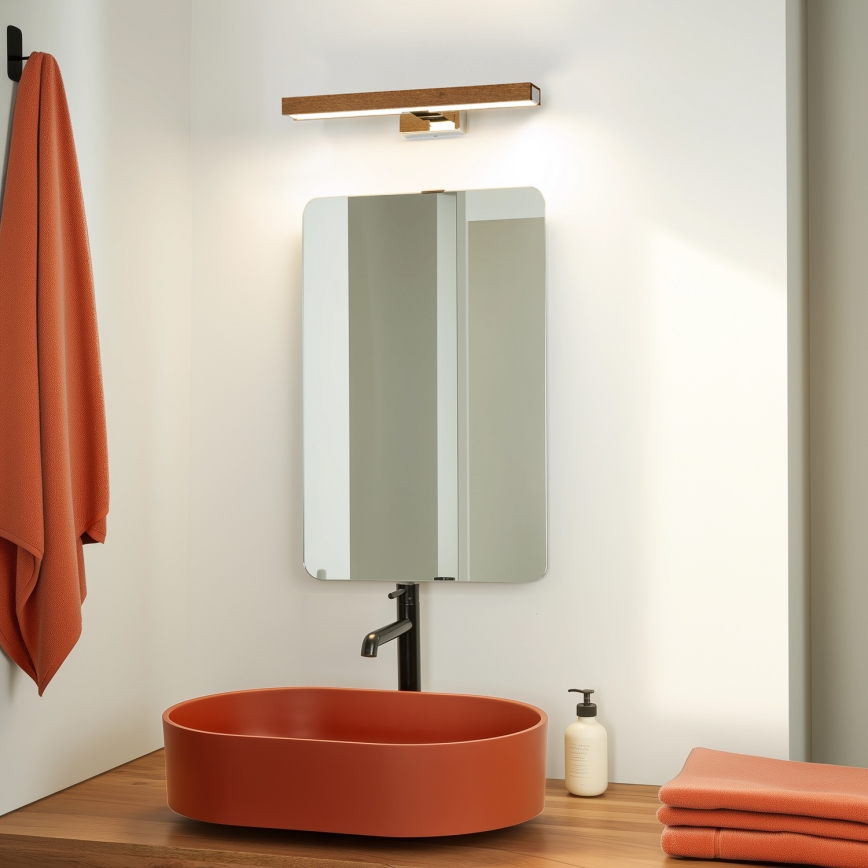 Brilagi - LED Łazienkowe oświetlenie lustra WOODY MIRROR LED/8W/230V 40 cm IP44 dąb wiśnia/chrom błyszczący