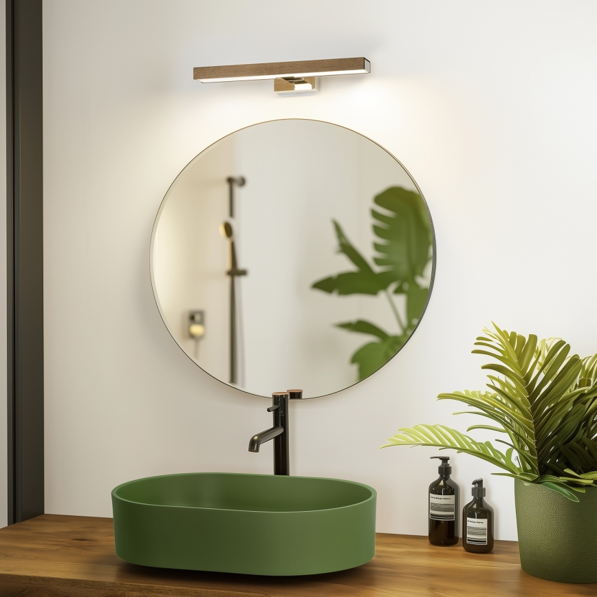 Brilagi - LED Łazienkowe oświetlenie lustra WOODY MIRROR LED/8W/230V 40 cm IP44 dąb orzech/chrom błyszczący