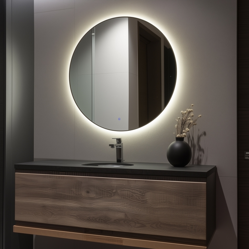 Brilagi - LED lustro łazienkowe VENA BLACK LED/32W/230V średnica 100 cm IP44 CRI 90 ściemnialne + CCT
