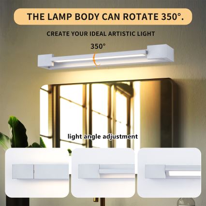 Brilagi - Oświetlenie LED do lustra łazienkowego AQUA LINE LED/12W/230V 45 cm IP44 matowy chrom CRI 90