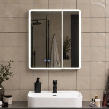 BRILAGI - LED lustrzana szafka łazienkowa z podświetleniem NOTO DOUBLE 60x70 cm