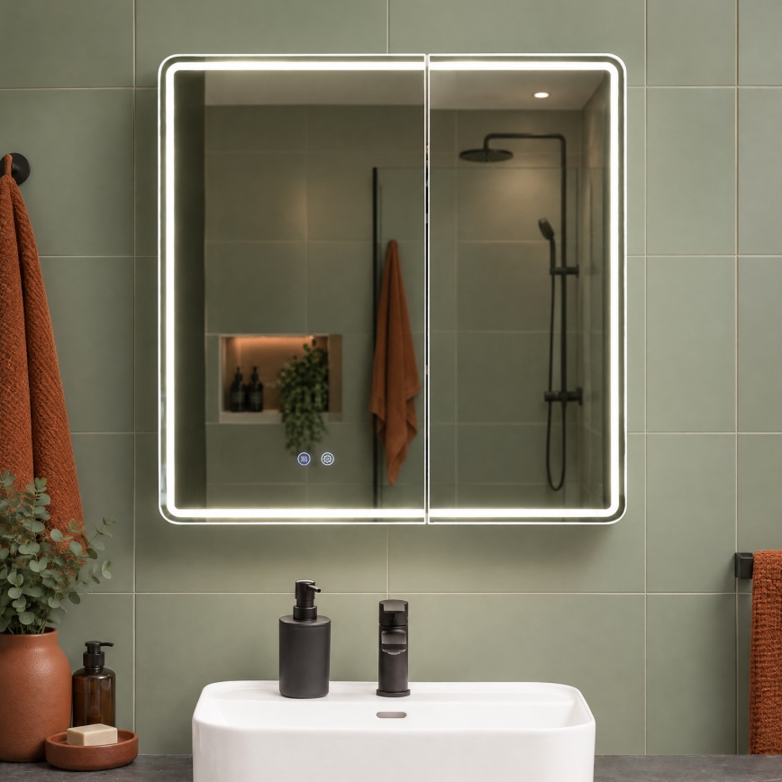 BRILAGI - LED lustrzana szafka łazienkowa z podświetleniem NOTO DOUBLE 78x70 cm
