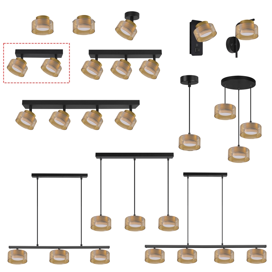 Brilagi - LED Oprawa punktowa AURA LUX 2xGX53/30W/230V czarna/złota