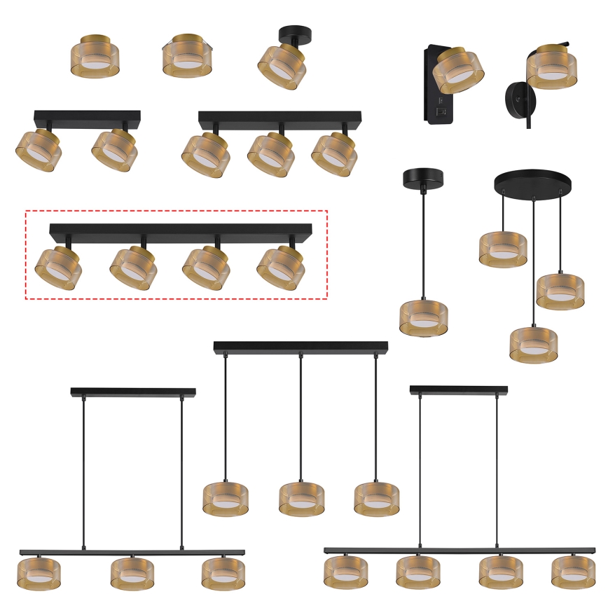 Brilagi - LED Oprawa punktowa AURA LUX 4xGX53/30W/230V czarna/złota