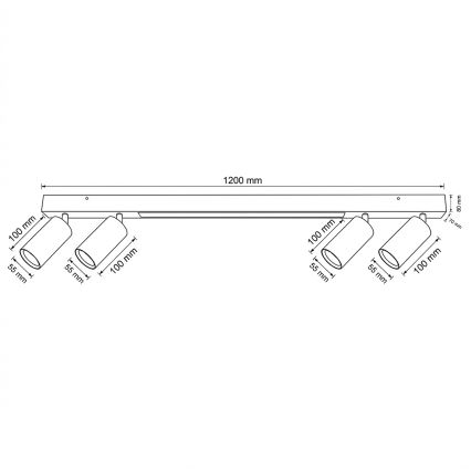 Brilagi - LED oprawa punktowa SELE 4xGU10/30W/230V + LED/25W czarna