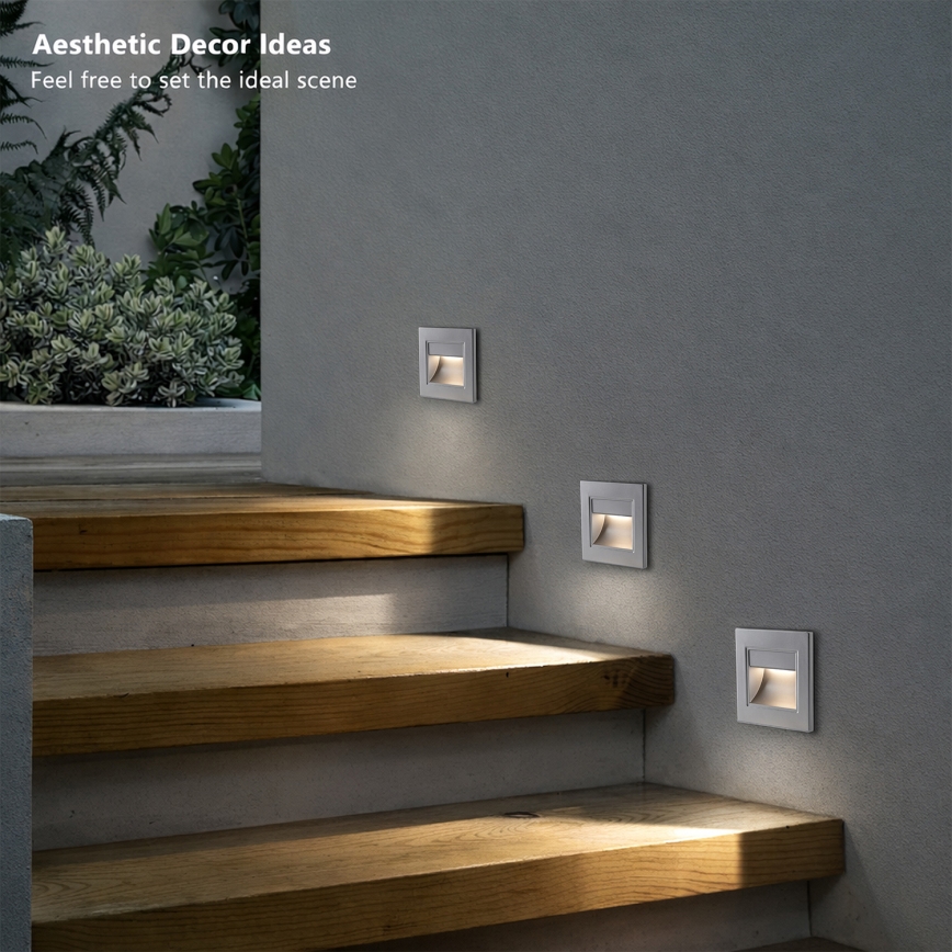 Brilagi - LED oprawa schodowa STEP LIGHT LED/1,5W/230V IP44 srebrna