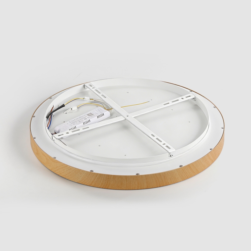 Brilagi - LED ściemnialna lampa sufitowa GLASS POOL DOUBLE LED/60W/230V 3000-6000K 50 cm w dekorze drewna + pilot zdalnego sterowania