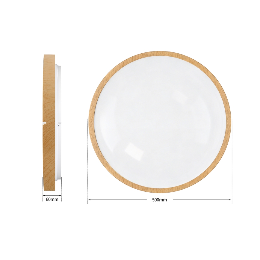 Brilagi - LED ściemnialna lampa sufitowa GLASS POOL DOUBLE LED/60W/230V 3000-6000K 50 cm w dekorze drewna + pilot zdalnego sterowania