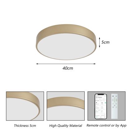 Brilagi - ściemnialna lampa sufitowa LED POOL SMART LED/48W/230V 3000-6000K śr. 40 cm Wi-Fi Tuya złota + pilot zdalnego sterowania