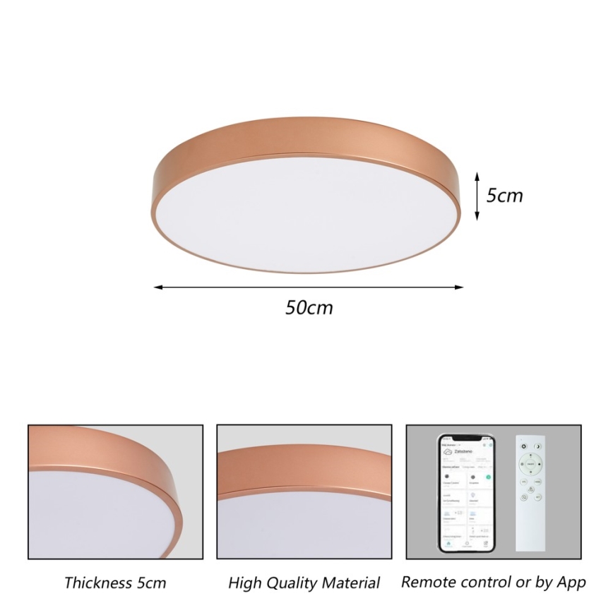Brilagi - LED ściemnialna oprawa sufitowa POOL SMART LED/60W/230V 3000-6000K średnica 50 cm Wi-Fi Tuya brązowa + pilot zdalnego sterowania