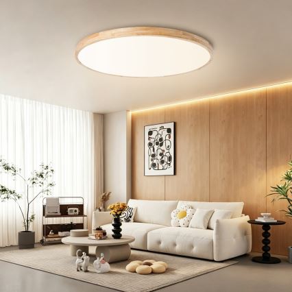 Brilagi - ściemnialna lampa sufitowa LED WOODLINE LED/128W/230V 3000-6000K dąb, śr. 100 cm + pilot zdalnego sterowania