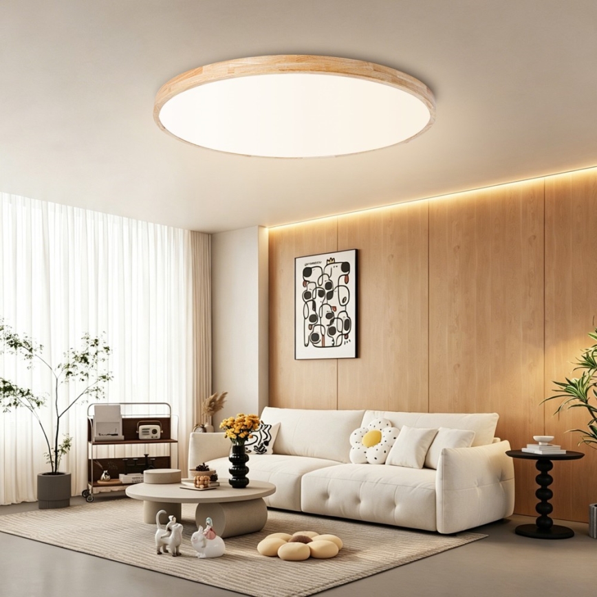 Brilagi - ściemnialna lampa sufitowa LED WOODLINE LED/128W/230V 3000-6000K dąb, śr. 100 cm + pilot zdalnego sterowania