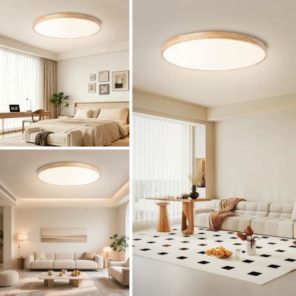 Brilagi - ściemnialna lampa sufitowa LED WOODLINE LED/128W/230V 3000-6000K dąb, śr. 100 cm + pilot zdalnego sterowania