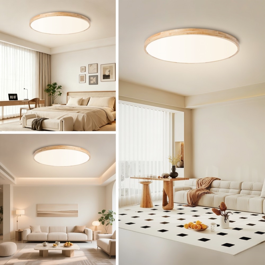 Brilagi - ściemnialna lampa sufitowa LED WOODLINE LED/128W/230V 3000-6000K dąb, śr. 100 cm + pilot zdalnego sterowania
