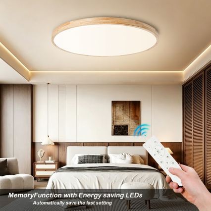 Brilagi - ściemnialna lampa sufitowa LED WOODLINE LED/128W/230V 3000-6000K dąb, śr. 100 cm + pilot zdalnego sterowania