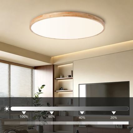 Brilagi - ściemnialna lampa sufitowa LED WOODLINE LED/128W/230V 3000-6000K dąb, śr. 100 cm + pilot zdalnego sterowania
