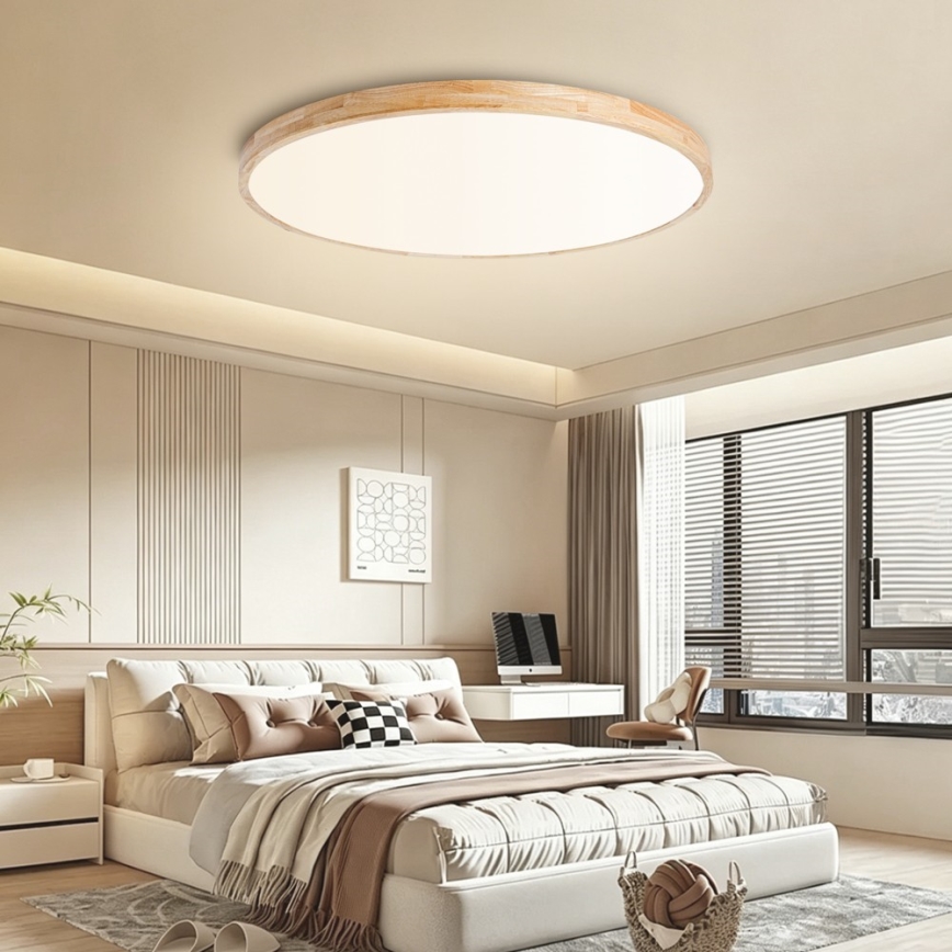 Brilagi - ściemnialna lampa sufitowa LED WOODLINE LED/128W/230V 3000-6000K dąb, śr. 100 cm + pilot zdalnego sterowania