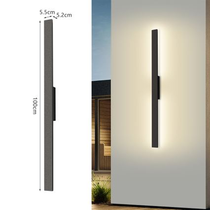 Brilagi - LUNA zewnętrzny kinkiet LED/24W/230V 4000K IP65 100 cm czarny CRI 90