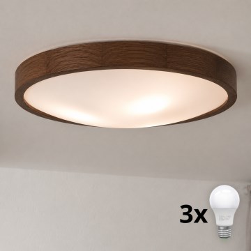 Brilagi - LED oprawa sufitowa CARVALHO SLIM 3xE27/15W/230V, dąb orzech, śr. 47 cm