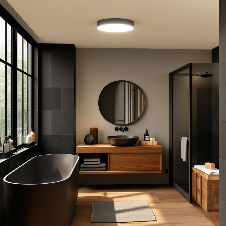 Brilagi - LED plafon łazienkowy POOL LED/36W/230V 3000/4000/5500K śr. 40 cm IP54 czarny
