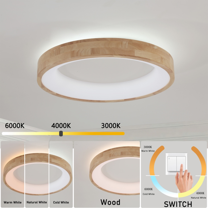 Brilagi - LED oprawa sufitowa FALCON WOOD LED/40W/230V 3000/4000/6000K śr. 60 cm drewno