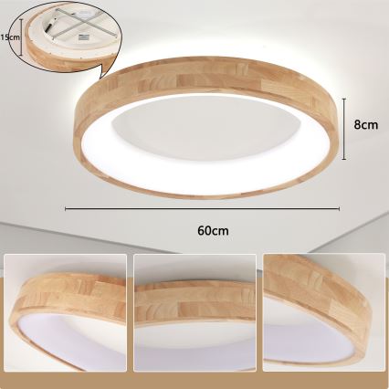 Brilagi - LED oprawa sufitowa FALCON WOOD LED/40W/230V 3000/4000/6000K śr. 60 cm drewno