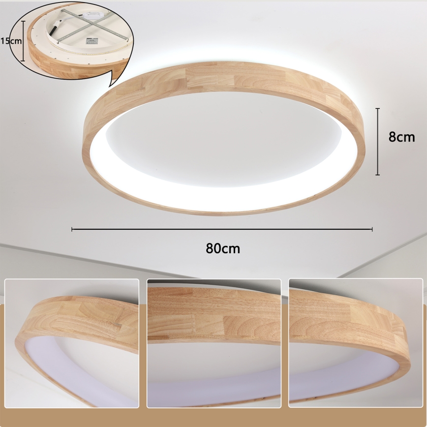 Brilagi - Lampa sufitowa LED FALCON WOOD LED/60W/230V 3000/4000/6000K śr. 80 cm drewno