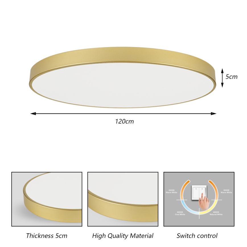 Brilagi - Oprawa sufitowa LED POOL LED/180W/230V 3000/4500/6000K śr. 120 cm złota