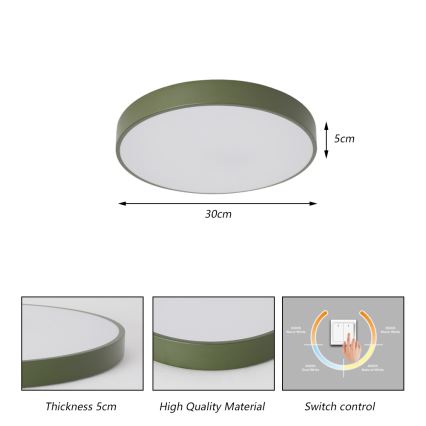 Brilagi - Oprawa sufitowa LED POOL LED/36W/230V 3000/4000/6000K Ø 30 cm zielona