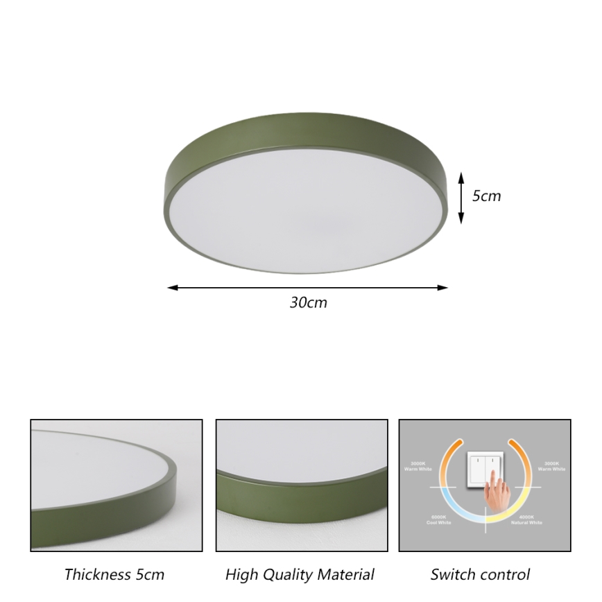 Brilagi - Oprawa sufitowa LED POOL LED/36W/230V 3000/4000/6000K Ø 30 cm zielona