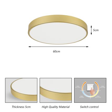 Brilagi - LED oprawa sufitowa POOL LED/60W/230V 3000/4000/6000K śr. 60 cm złota
