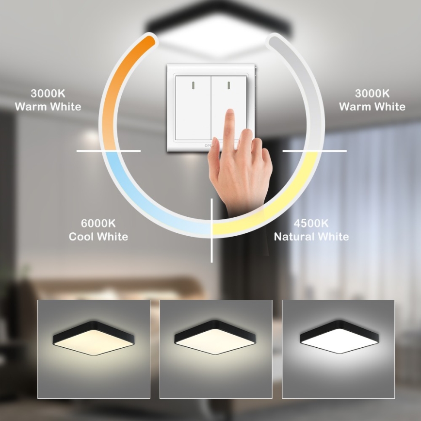 Brilagi - Oprawa sufitowa LED POOL SQUARE LED/48W/230V 3000/4500/6000K 50x50 cm czarna