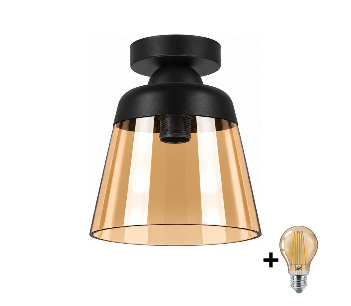 BRILAGI-LED Oprawa sufitowa R GLASS 1xE27/60W/230V śr. 15,5 cm czarny/dymny beżowy