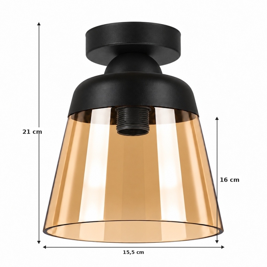 BRILAGI - LED oprawa sufitowa RETRO GLASS 1xE27/60W/230V śr. 15,5 cm czarny/przydymiony beżowy