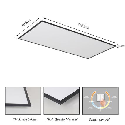 Brilagi - Oprawa sufitowa LED SLIMFRAME LED/80W/230V 120x60 cm 3000/4000/6000K czarna