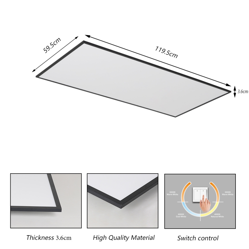 Brilagi - Oprawa sufitowa LED SLIMFRAME LED/80W/230V 120x60 cm 3000/4000/6000K czarna