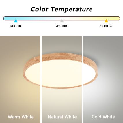 Brilagi - Oprawa sufitowa LED WOODROUND LED/30W/230V 3000/4000/6000K średnica 40 cm drewno CRI 90