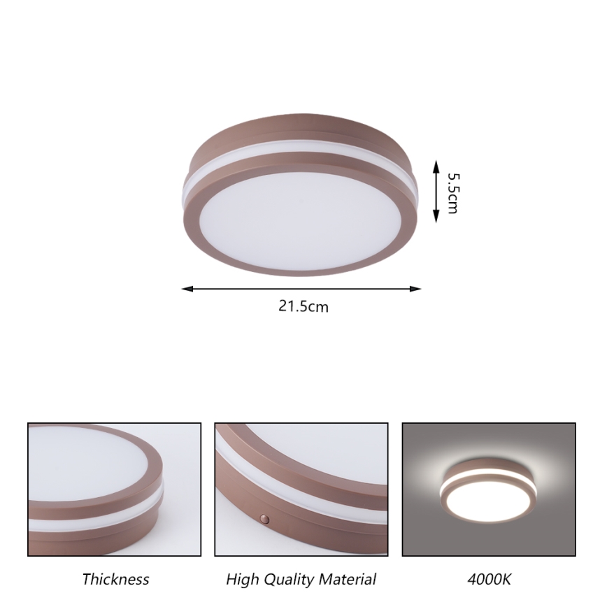 Brilagi - Plafon zewnętrzny LED z czujnikiem BENE LED/18W/230V śr. 21,5 cm brązowy IP54