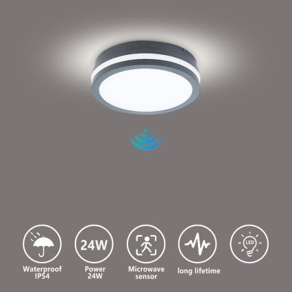 Brilagi - Oprawa zewnętrzna LED z czujnikiem BENE LED/18W/230V śr. 22 cm antracyt IP54